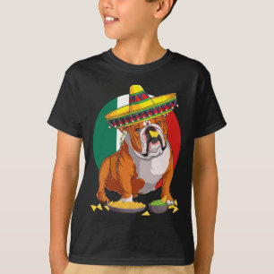 T-shirt Sombrero English Chien Chien Chien Mexique Drapeau