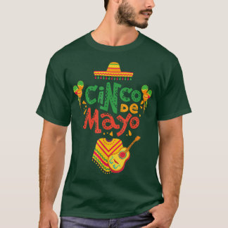 T-shirt Sombrero Meican Guitare Cinco De Mayo Mai Cinquièm