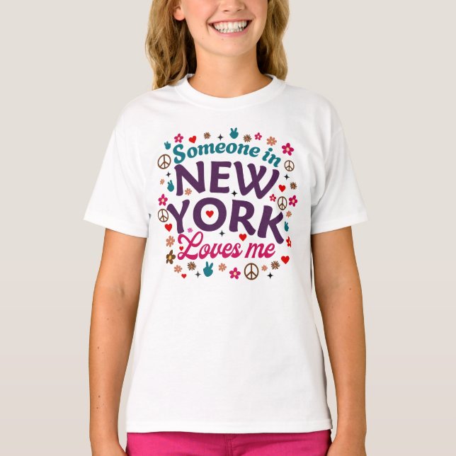 T-shirt Someone in New York Loves Me Retro Funny Design (Devant)