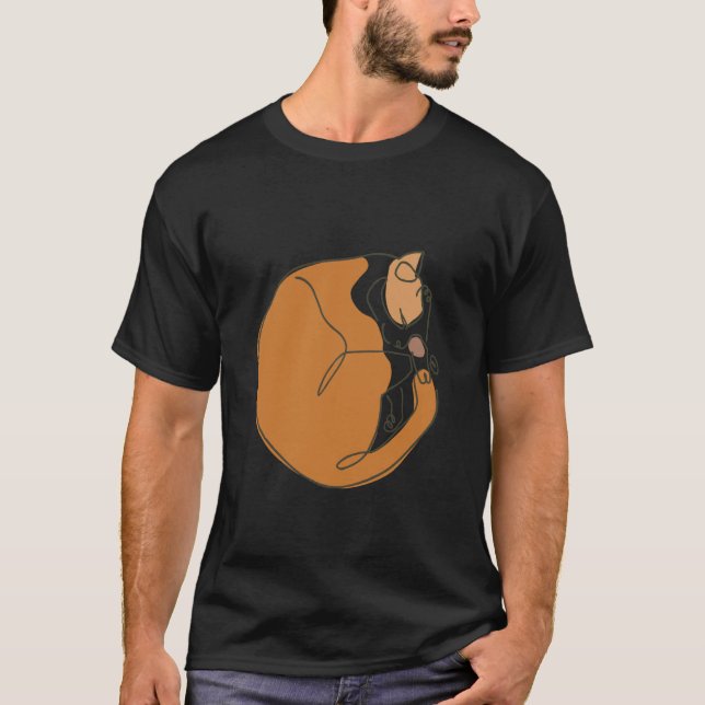 T-shirt Sommeil de chat en ligne minimale (Devant)