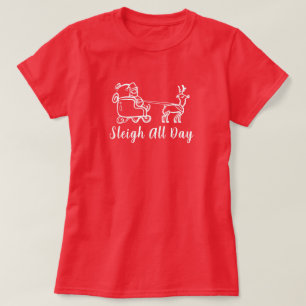 T-shirt Sommeil toute la journée Noël Père Noël Reindeer N