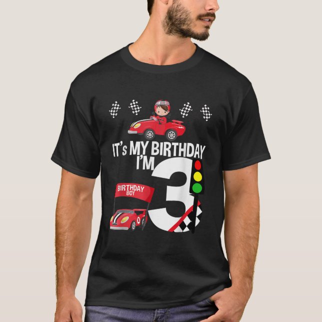 T-shirt Son 3ème Anniversaire Thème Voiture Anniversaire 3 (Devant)