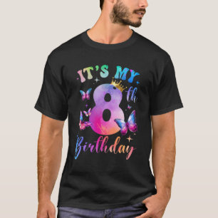 T-shirt Son 8 Anniversaire Filles Papillon Fête à thème 8