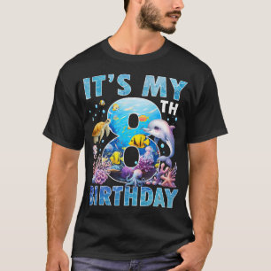 T-shirt Son 8E Anniversaire Océan 8 Ans Aquarium Mer Vieux