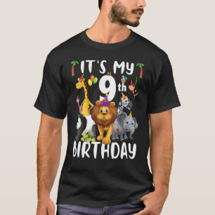 T-shirt Son 9e anniversaire Zoo Safari Jungle Animaux