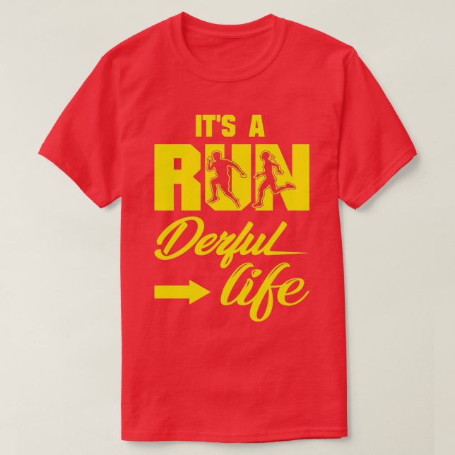 T-shirt Son A Run Derful Life Citations Jaune Noir (Design devant)