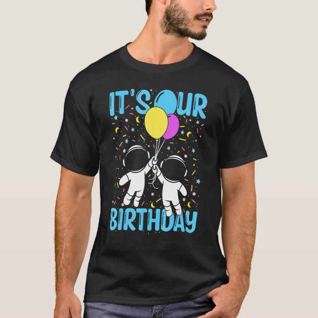 T-shirt Son Anniversaire Astronautes jumeaux Anniversaire (Devant)