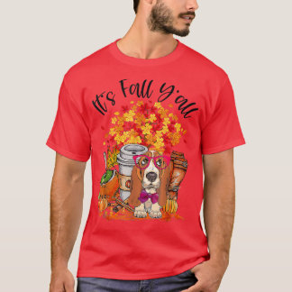 T-shirt Son automne Yall Basset Hound Citrouille automne a