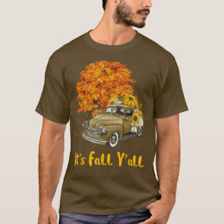 T-shirt Son Automne Yall Camion Citrouille Automne Arbre B