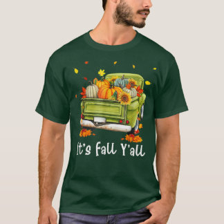 T-shirt Son Automne Yall Camion Citrouille Automne Tournes