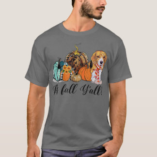 T-shirt Son automne Yall Corgi Chien Maman Citrouille Fall