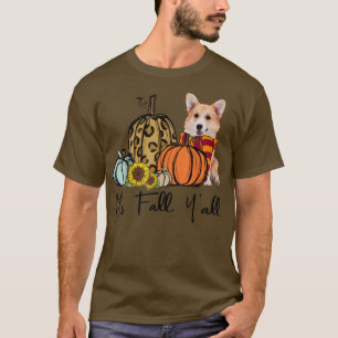 T-shirt Son automne Yall Corgi Leopard Citrouille Sunflowe