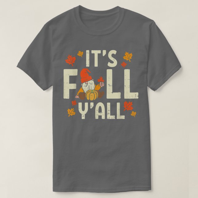 T-shirt Son automne Yall Gnome Citrouille Halloween Thanks (Design devant)