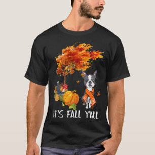 T-shirt Son automne Yall Tee Boston Terrier Automne Hallow