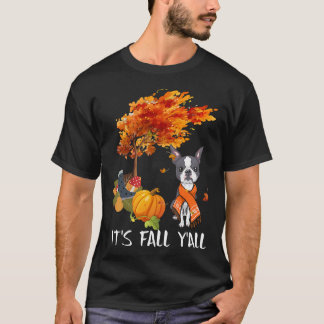 T-shirt Son automne Yall Tee Boston Terrier Automne Hallow