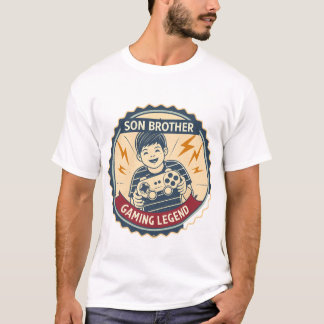 T-shirt Son Brother Gaming Legend Retro Gamer Kid Badge
