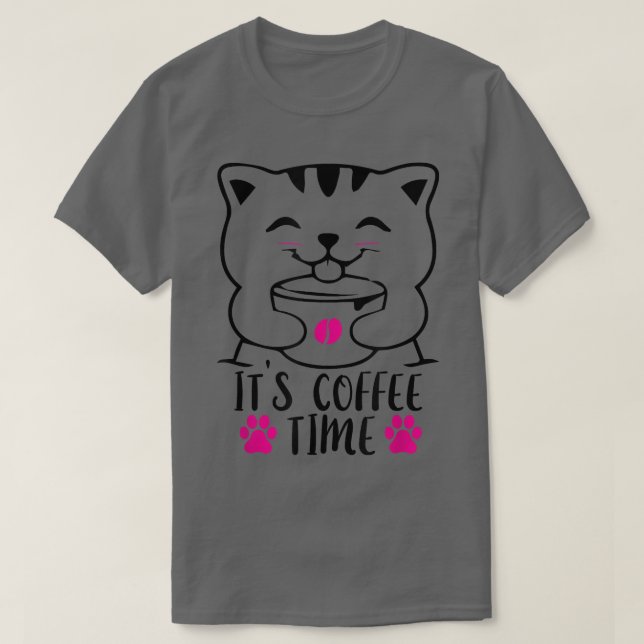 T-shirt Son Café Temps Drôle Caffeine Propriétaire De Chat (Design devant)