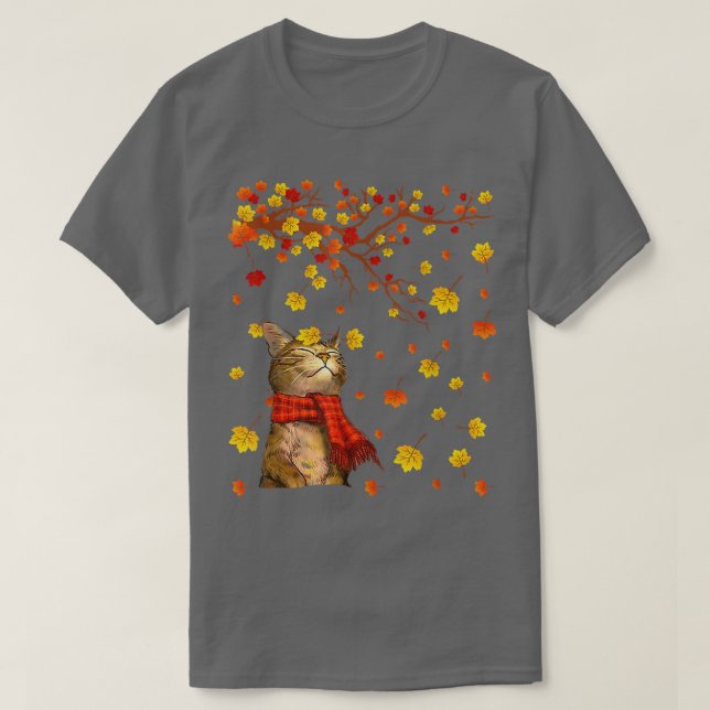 T-shirt Son Chat D'Automne Yall mignon Automne Maple Leaf  (Design devant)