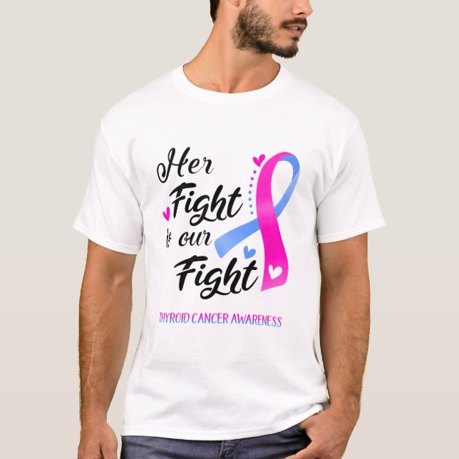 T-shirt Son combat contre le cancer de la thyroïde (Devant)