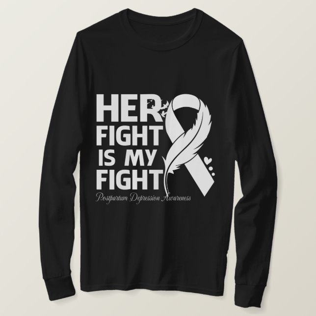 T-shirt Son combat est ma lutte contre la déPRESSION post- (Design devant)
