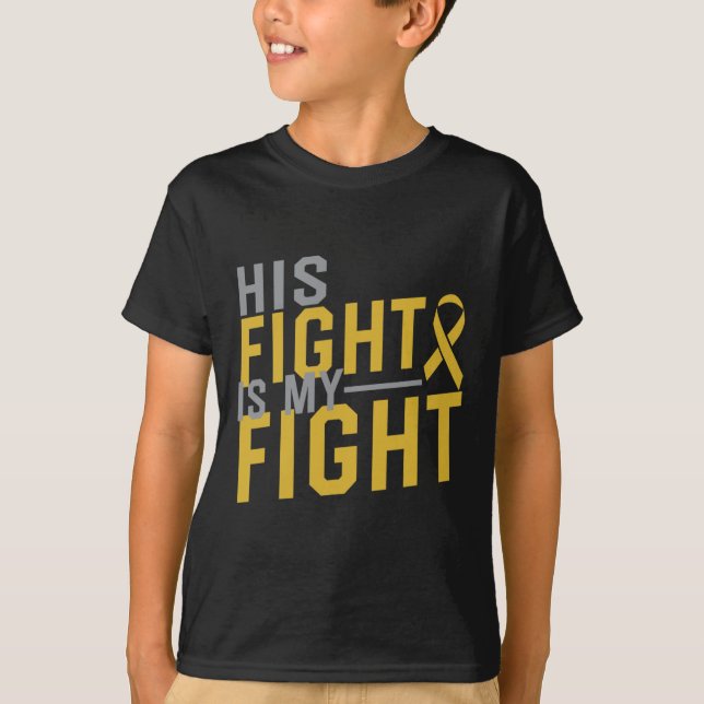 T-shirt Son combat est Ma lutte contre le cancer chez les  (Devant)