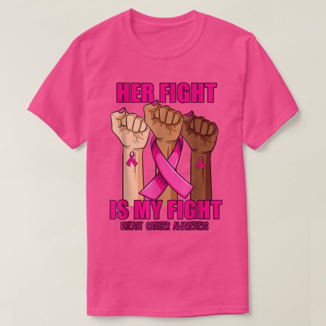 T-shirt Son combat est ma lutte contre le cancer du sein (Design devant)