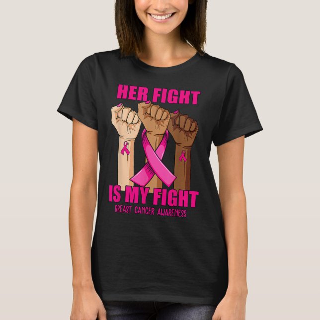 T-shirt Son combat est ma lutte contre le cancer du sein (Devant)