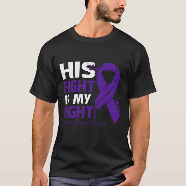 T-shirt Son combat est ma lutte pour la sensibilisation à  (Devant)