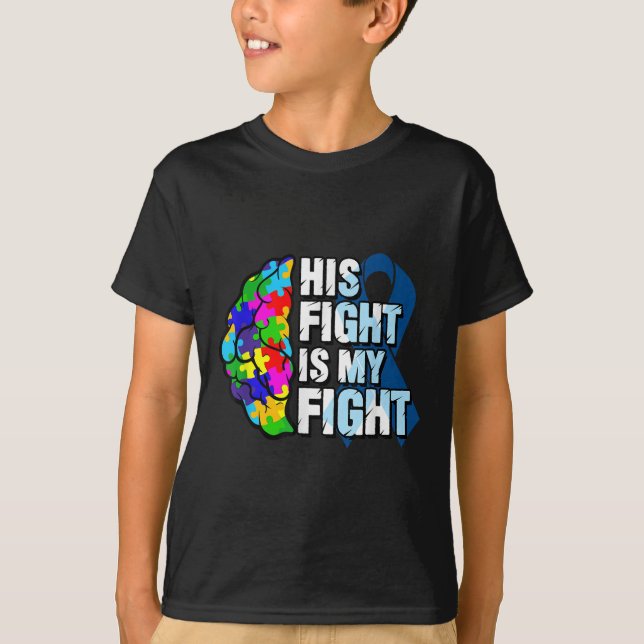 T-shirt Son Combat Est Ma Sensibilisation sur l'autisme De (Devant)