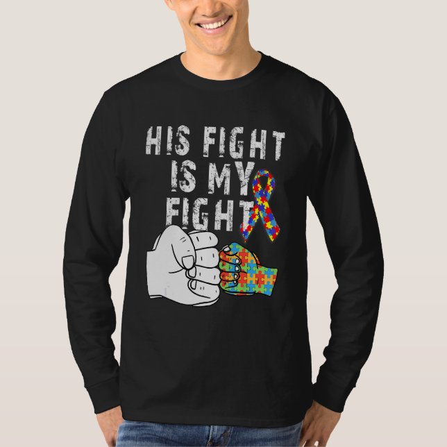 T-shirt Son Combat Est Ma Sensibilisation sur l'autisme De (Devant)