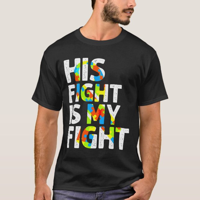 T-shirt Son Combat Est Ma Sensibilisation sur l'autisme De (Devant)