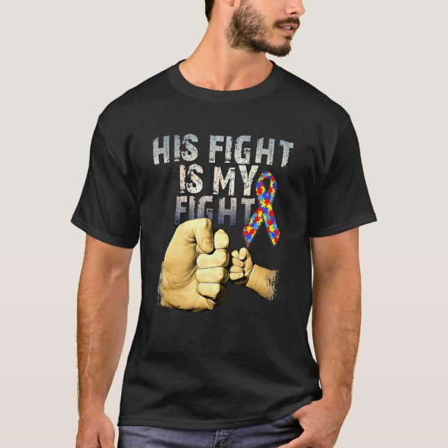 T-shirt Son Combat Est Ma Sensibilisation sur l'autisme De (Devant)