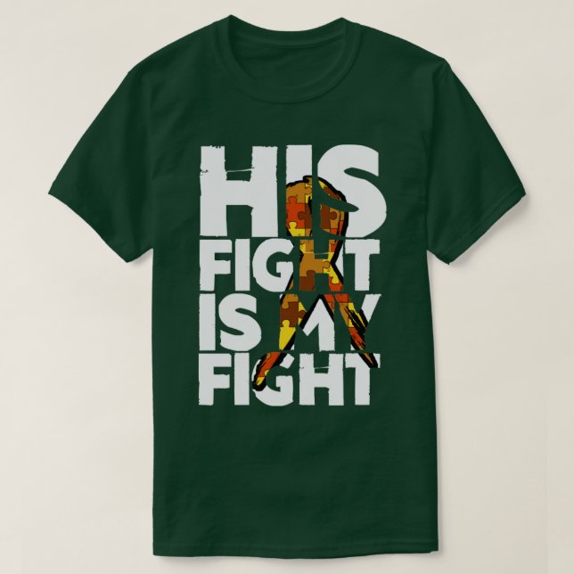 T-shirt Son combat est ma sensibilisation sur l'autisme de (Design devant)