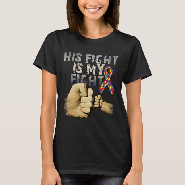 T-shirt Son Combat Est Ma Sensibilisation sur l'autisme De (Devant)