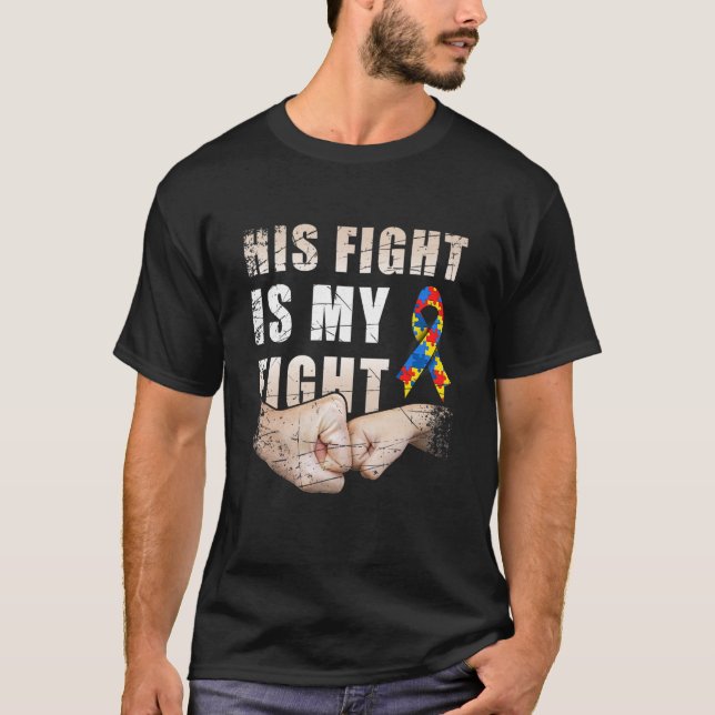 T-shirt Son Combat Est Ma Sensibilisation sur l'autisme De (Devant)