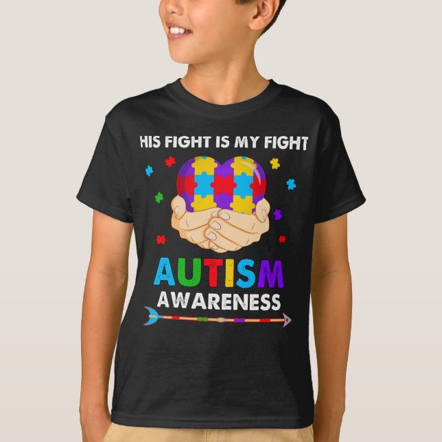 T-shirt Son Combat Est Ma Sensibilisation sur l'autisme De (Devant)