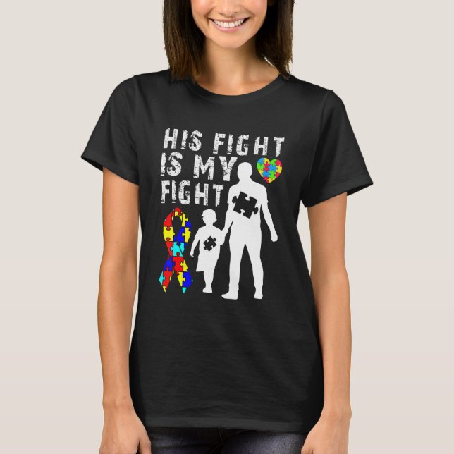 T-shirt Son Combat Est Ma Sensibilisation sur l'autisme De (Devant)