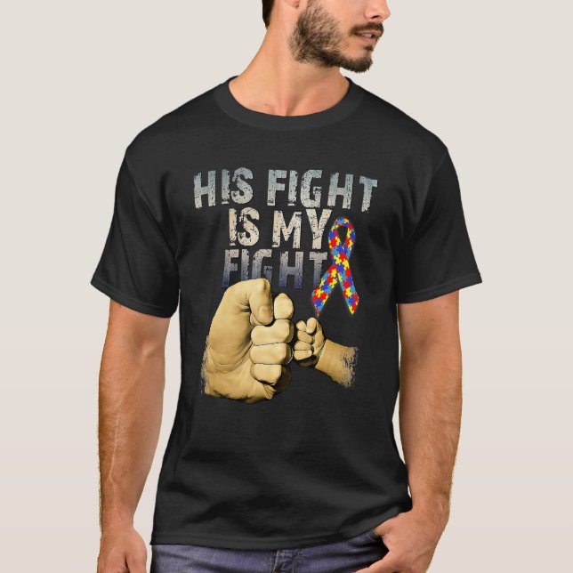 T-shirt Son Combat Est Ma Sensibilisation sur l'autisme De (Devant)