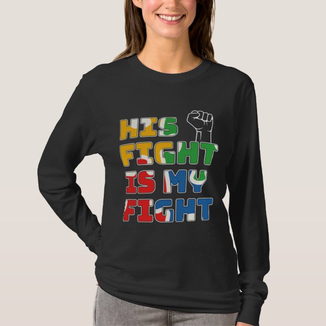 T-shirt Son Combat Est Ma Sensibilisation sur l'autisme De (Devant)