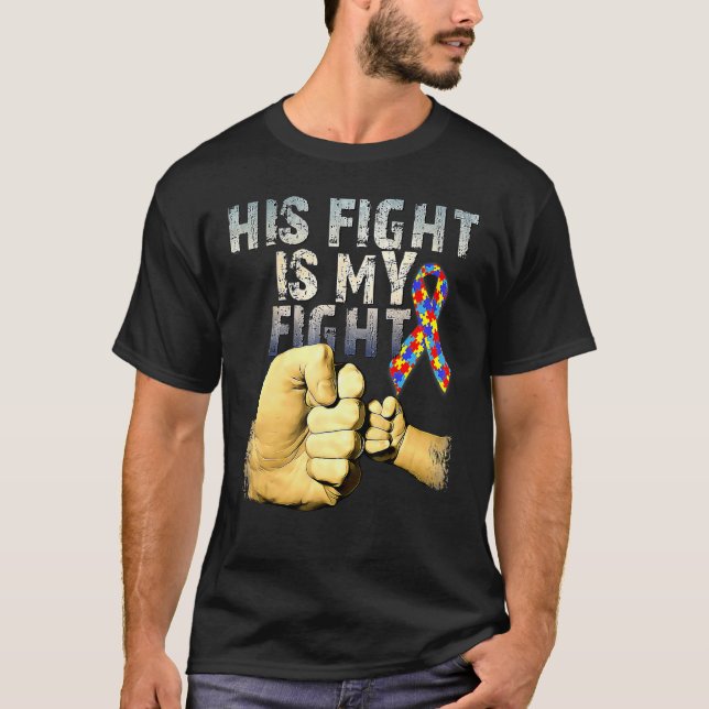 T-shirt Son Combat Est Ma Sensibilisation sur l'autisme De (Devant)