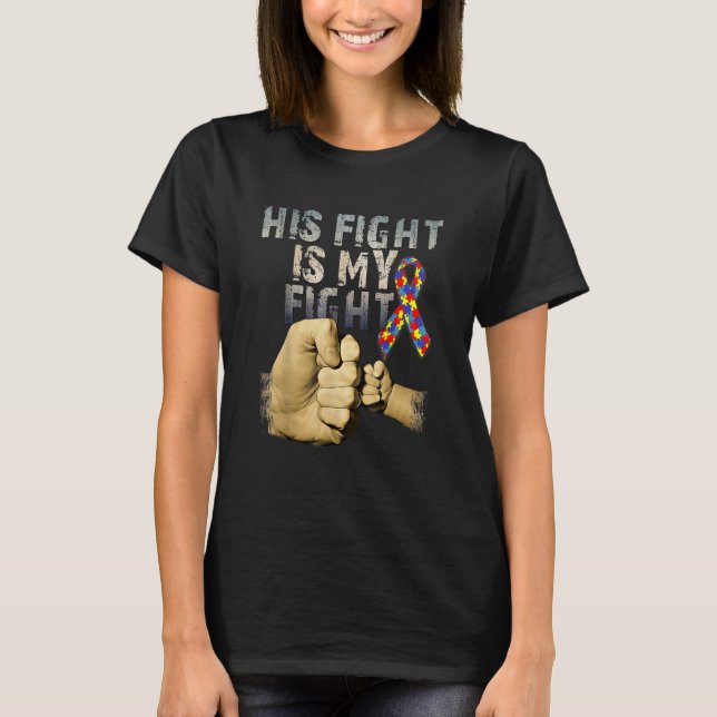 T-shirt Son Combat Est Ma Sensibilisation sur l'autisme De (Devant)