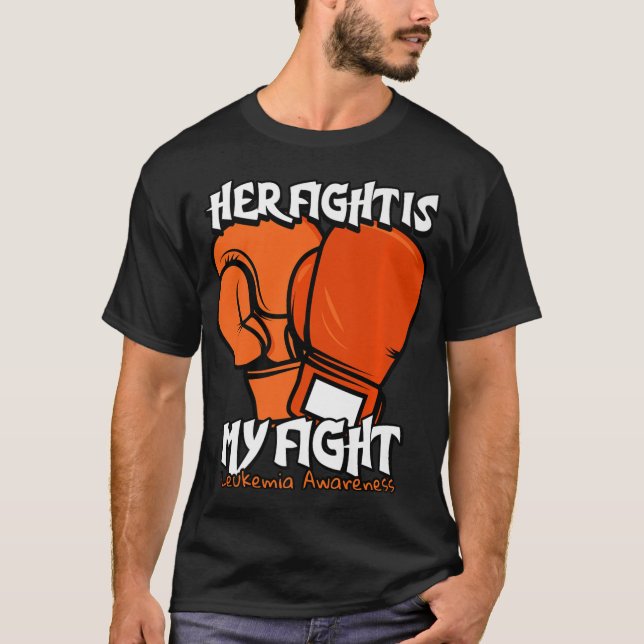 T-shirt Son Combat Est Mon Boxe De Combat. Leucémie orange (Devant)