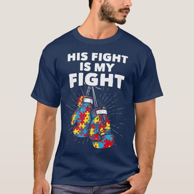 T-shirt Son Combat Est Mon Boxe De Sensibilisations sur l' (Devant)