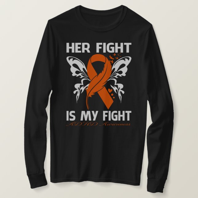 T-shirt Son combat est mon combat ADHD AWARENESS Butterfly (Design devant)