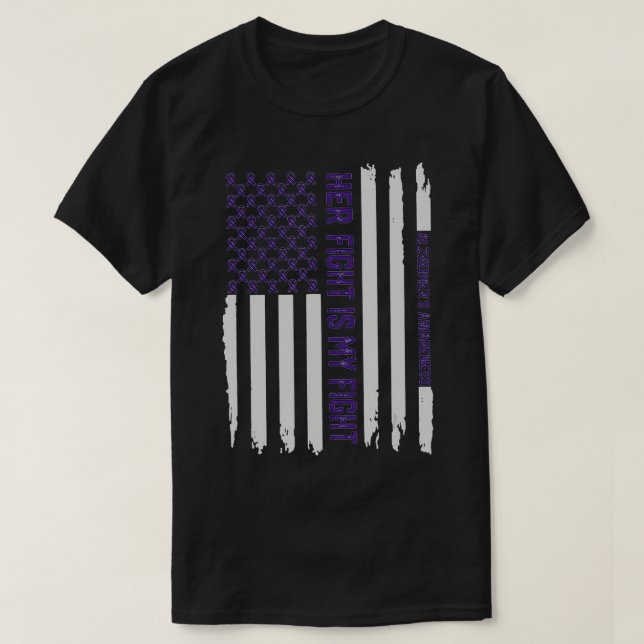 T-shirt Son combat est mon combat Alzheimer Sensibilisatio (Design devant)