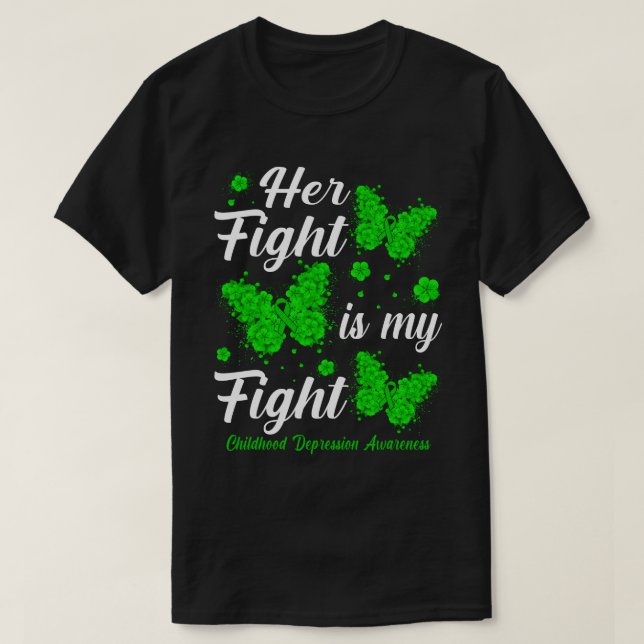 T-shirt Son combat est mon combat contre la dépression de  (Design devant)