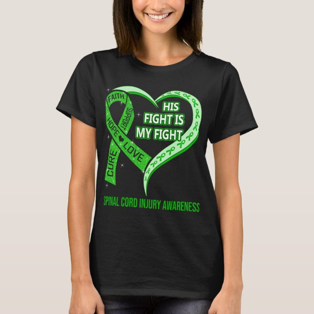 T-shirt Son Combat Est Mon Combat Contre La Maladie Spinal (Devant)