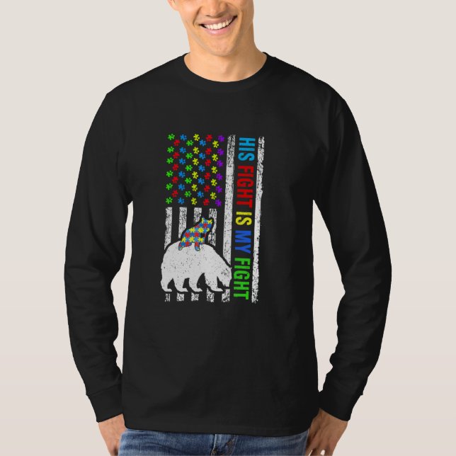 T-shirt Son combat est mon combat contre le drapeau améric (Devant)