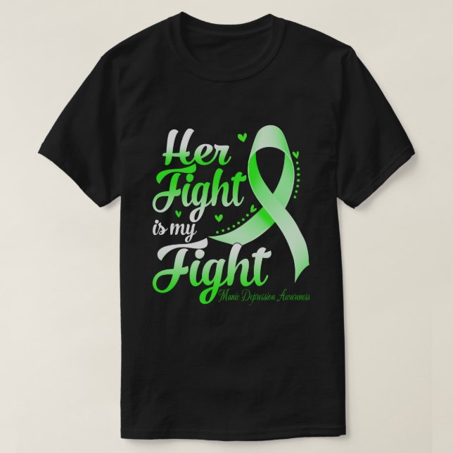 T-shirt Son combat est mon combat de déPRESSION MANIQUE SE (Design devant)