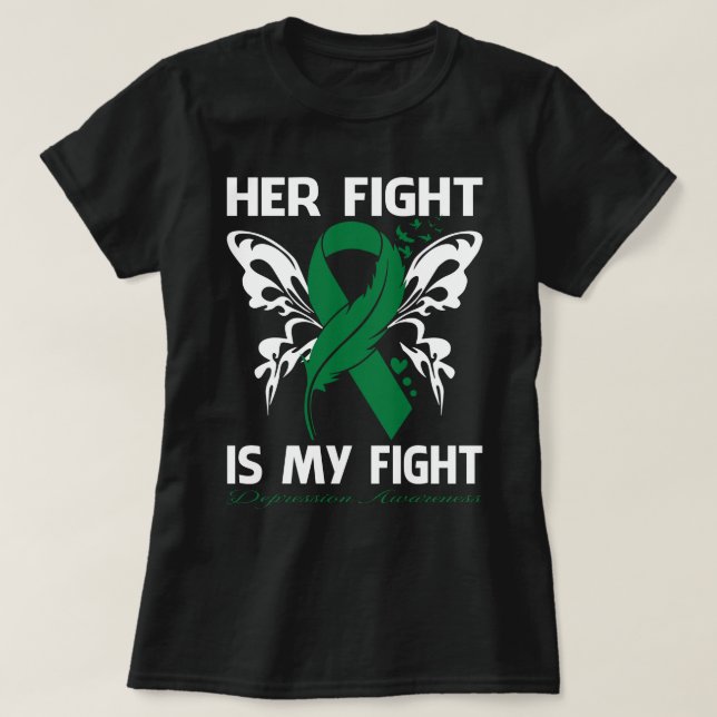 T-shirt Son combat est mon combat déPRESSION connaissance  (Design devant)